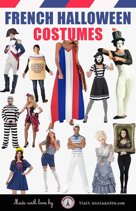 French Themed Costume Ideas, French Costume Ideas Women, French Halloween Costume, Around The World Theme Party Costume, Book Costumes For Adults, French Costume Ideas, French Fancy Dress, Paris Costume, Cheese Costume