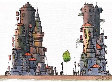 Paul Jefferson G. Pamani on Instagram: "Progress is inevitable #artstyle #artistsupport #artwork #cityscape #cityscapeart" Martin Lachmair Art, Architectural Sketches, Cityscape Art, Sketch Ideas, New Earth, Urban Sketching, Architecture Sketch, Dieselpunk, Story Instagram