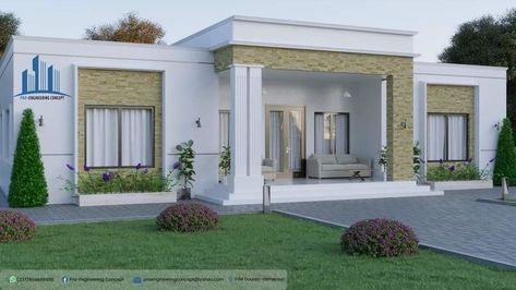 Flat Roof Bungalow Modern, Metal Siding House, Flat Roof House Designs, Bungalow Style House, Flat Roof House, Roof Ideas, Lobby Wall, Minimal House, Backyard House