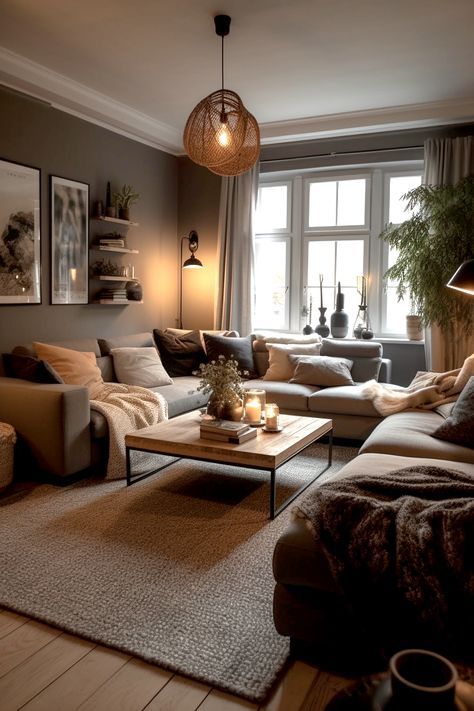 Comfy Living Room Decor, Small Modern Living Room, Earthy Living Room, Cozy Living Room Design, Minimalist Living Room Decor, Apartment Decoration, Comfy Living Room, Living Room Warm, Cosy Living