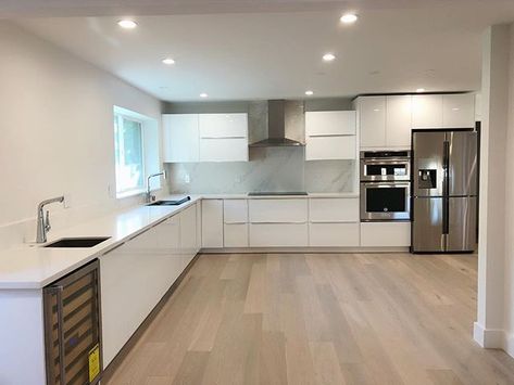 Happy Friday! Install by 365FA. Sektion cabinets with Ringhult White high gloss fronts and Blankett Handles. Picture submitted by client.  #365project #dreamkitchen #ikeacabinetspecialist #365furnitureassembly  #localbusiness #Sunnyvale #ikea #kitchenremodel #ikeakitchen #ikeakitchencabinets  #sektionkitchencabinets #365FA #kitcheninstallations #bayarea #DIY #customikeainstallation #milwaukeetool #empirelevels #ikeasektionkitchen #bayarea #localbusiness #kitchenrenovation #Ringhult #blankett  #3 Ikea Ringhult Kitchen White, Ringhult Kitchen White Gloss, Ringhult Kitchen, White Glossy Kitchen, Sektion Cabinets, Glossy Kitchen, Ikea Kitchen Cabinets, Kitchen White, Ikea Cabinets