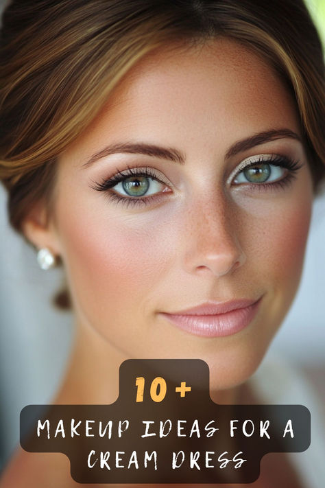 Pair your cream dress with these 10 neutral makeup looks! Featuring glowing skin, soft eyes, and nude lips, these ideas are timeless and chic for any occasion. Click to explore! 💄✨ #NeutralMakeup #CreamDressBeauty #ElegantLooks #MakeupInspo #ChicAndSimple #BeautyTips #GlowUp Makeup For Champagne Color Dress, Natural Full Glam Makeup, Natural Glam Makeup Looks, Neutral Makeup Looks, Nude Eye Makeup, Makeup Neutral, Neutral Makeup Look, Neutral Eye Makeup, Natural Glam Makeup