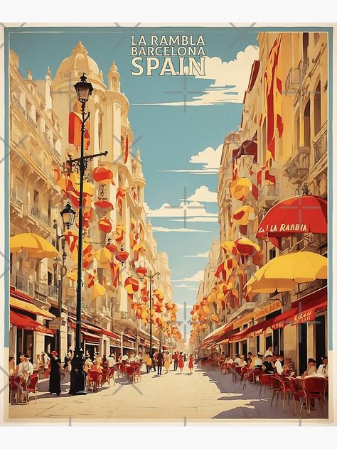 Add some fun and beauty to your home with this Spanish traveler design or give it as the perfect gift! European Room, Spain Tourism, Spanish Posters, Europe City, Barcelona Spain, Vintage Travel Posters, Vintage Poster, Seville, Vintage Travel