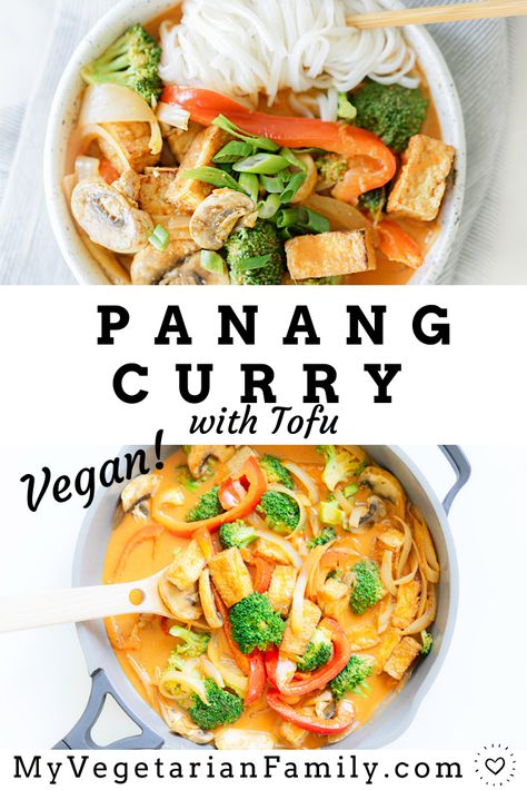 Vegan Panang Curry with Tofu | My Vegetarian Family Tofu Panang Curry, Vegetarian Panang Curry, Panang Curry Tofu, Panang Curry Vegetarian, Vegan Panang Curry, Vegan Munchies, Curry With Tofu, Panang Curry Recipe, Apartment Recipes