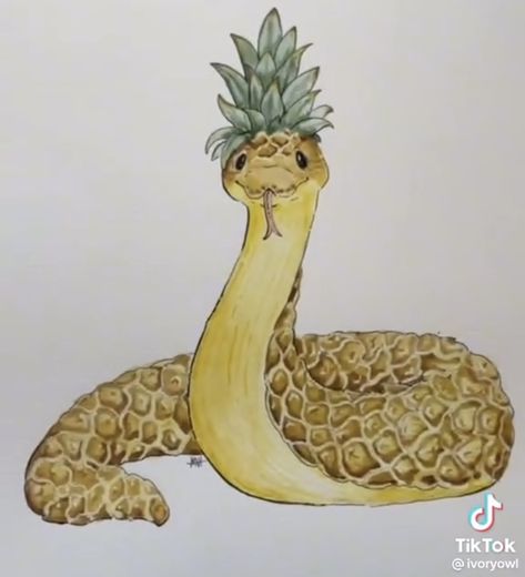 Snake Drawing, Fruit Animals, Fruits Drawing, Cute Snake, Cute Animal Drawings Kawaii, Cute Doodles Drawings, Best Tattoo Designs, Cute Doodle Art, Dessin Adorable