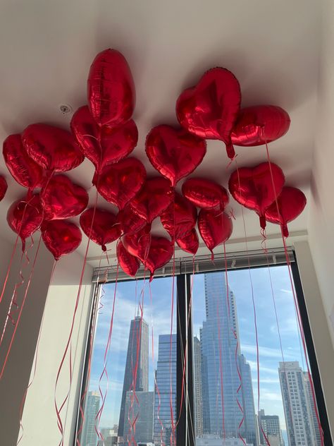 valentines balloons. red heart balloons. red valentines decor. valentines decor. galentines brunch. galentines decor. galentines party. Galentines Party Decor Living Room, Galentines Party Balloons, Galentines Party Decor Balloons, Red Galentines Party, Heart Themed Bachelorette, Red Bachelorette Outfit, Girls Night Valentines Party, Galentine Party Theme, Valentines Place Setting