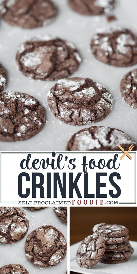 Cakemix Cookie, Chocolate Cake Mix Cookies, Crinkle Cookies Recipe, Devils Food Cake Mix Recipe, Cookie Christmas, Chocolate Crinkle Cookies, Devils Food Cake, Chocolate Crinkles, Sheet Cake Recipes