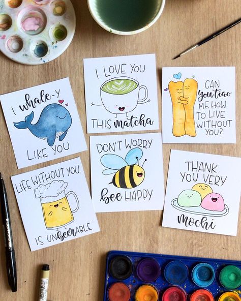 Pun Doodles, Cards For Sister, Happy Birthday Cards Handmade, Whimsical Art Journal, Diy Photo Book, Personalised Gifts Diy, Bff Gifts Diy, Canvas Art Quotes, Diy Birthday Gifts For Friends