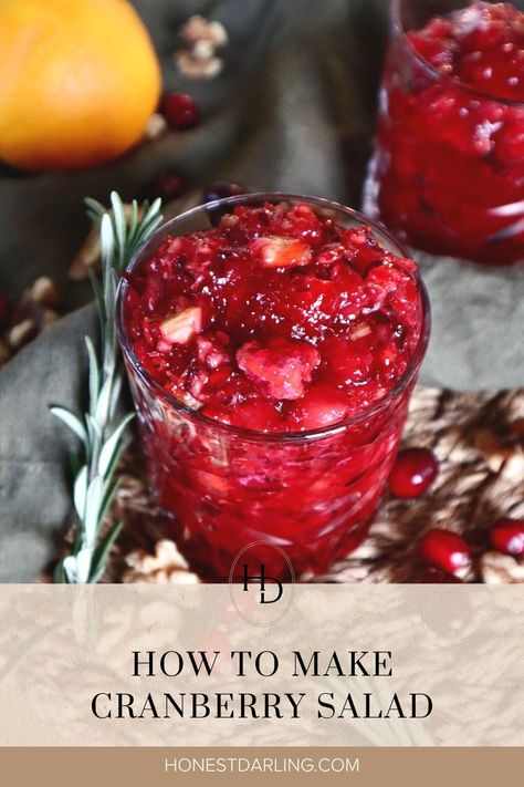 Salad Recipe Thanksgiving, Fresh Cranberry Salad, Thanksgiving Recipe Ideas, Pineapple Salad Recipes, Orange Salad Recipes, Cranberry Walnut Salad, Cranberry Salad Recipes, Fall Dinner Ideas, Easy Side Dishes