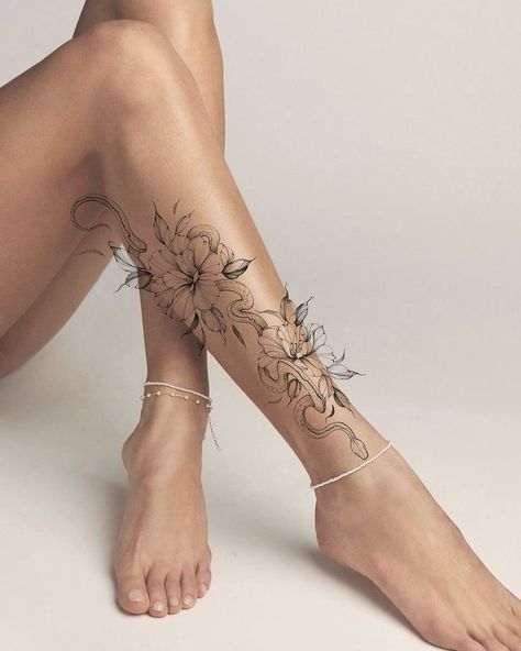 Dainty Leg Sleeve Tattoos For Women, Dainty Leg Sleeve, Leg Sleeve Tattoos, Leg Tattoos Women, Leg Sleeve Tattoo, Tattoos Women, Leg Sleeve, Leg Sleeves, Sleeve Tattoos For Women