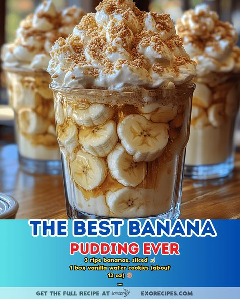 Indulge in the best banana pudding ever with this delicious and easy recipe! Layers of creamy pudding, fresh bananas, and vanilla wafers make for the perfect dessert. #bananapudding #dessertrecipe #easyrecipe #homemadedessert #sweettreat Best Banana Pudding Ever, Best Banana Pudding Recipe, Banana Pudding Ice Cream, The Best Banana Pudding, Southern Recipes Desserts, No Bake Banana Pudding, Tropical Desserts, Homemade Banana Pudding, Pudding Flavors