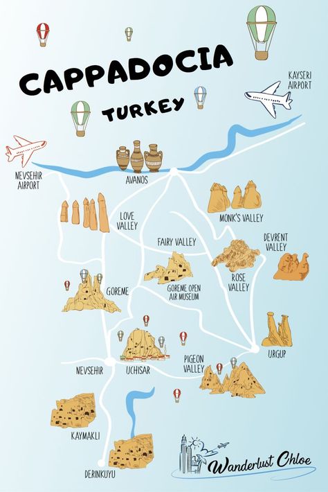 A Guide To Visiting Cappadocia, Turkey | From staying in a cave hotel and exploring the fairy chimneys, to taking to the skies in a hot air balloon, there are so many amazing things to do in Cappadocia, Turkey. | #turkey #cappadocia #hotairballooning #goreme #uchisar #cappadociamap #monksvalley #sightseeing #turkeytravel Fairy Chimneys Cappadocia, Capadocia Turkey, Things To Do In Cappadocia, Turkey Tourism, Turkey Cappadocia, Turkey Travel Guide, Cave Hotel, Turkey Tour, Visit Turkey