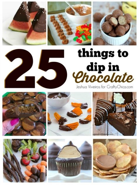 25 Things to Dip in Chocolate - The Crafty Chica! Crafts, Latinx art, creative motivation Things To Dip In Chocolate, Banana Bread Truffles, Chocolate Dipped Cupcakes, Chocolate Dipped Bacon, Chocolate Fountain Bar, Chocolate Dipped Bananas, Chocolate Dipping, Chocolate Dipped Treats, Fondue Recipes