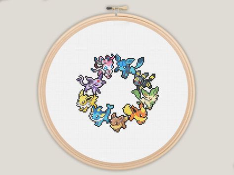 Eevee Evolution Pokemon Cross Stitch PATTERN | Etsy Evolution Pokemon, Totoro Ghibli, Neighbour Totoro, Pokemon Cross Stitch Patterns, Eevee Evolution, Baby Pokemon, Pokemon Cross Stitch, Eevee Evolutions, Fabric Yarn