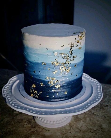 Midnight Blue Cake, Ombre Blue Cake, Night Sky Cake, Blue Ombre Cake, Ombre Cake, Blue Cakes, Night Court, Engagement Cakes, Bday Ideas