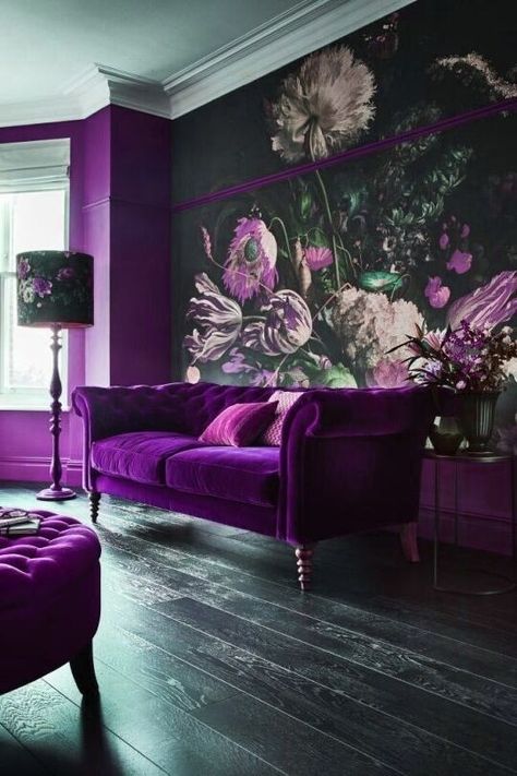 Purple Furniture, Furnitur Ruang Keluarga, Dark Home Decor, Living Room Red, Trendy Living Rooms, Style Deco, Trendy Bedroom, Wallpaper Living Room, Room Wallpaper