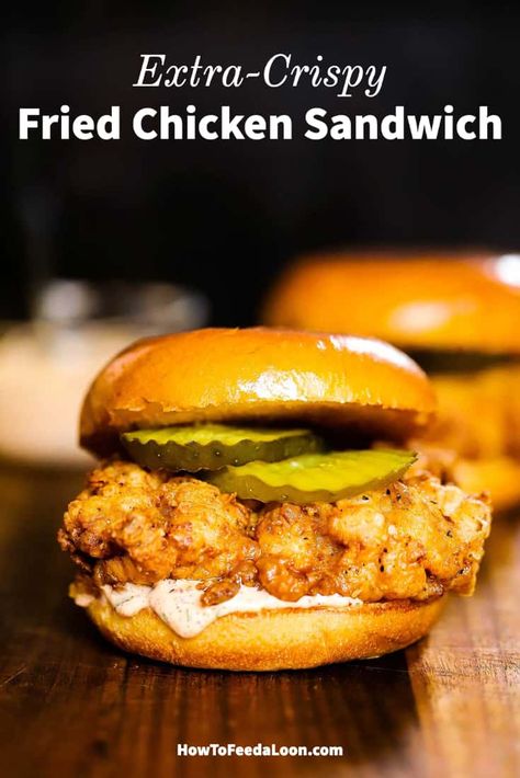 Fried Sandwich Ideas, Chicken Sandwich Recipes Fried, Crispy Fried Chicken Sandwich, Buttermilk Fried Chicken Sandwich, Malibu Chicken, Sandwhich Recipes, Paleo Main Dishes, Gourmet Sandwiches, Buttermilk Chicken