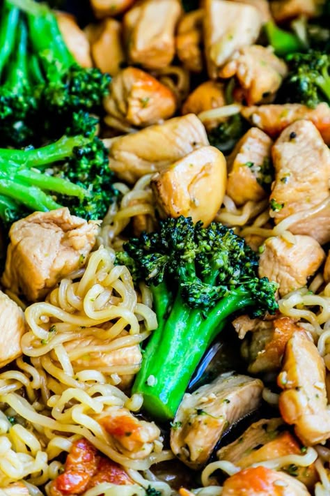 Easy Chicken Teriyaki Noodles Recipe - main dishes #maindishes Chicken Teriyaki Noodles, Teriyaki Noodles Recipe, Easy Chicken Teriyaki, Chicken Ramen Noodle Recipes, Teriyaki Noodles, Noodle Bowls Recipes, Easy Baked Pork Chops, Chicken Wing Recipes Baked, Noodle Recipes Easy