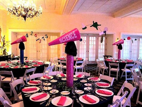 megaphone centerpiece - Google Search | Work | Pinterest ... Megaphone Centerpieces, Cheerleading Banquet Ideas, Cheerleading Banquet, Basketball Cheerleading, Cheerleading Party, Team Decor, Lighting Lounge, Cheer Banquet, Cheer Football