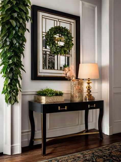 27 Stunning Entrance Table Decor Ideas to Elevate Your Entryway - whatdosquirreleat.com Entrance Table Decor Ideas, How To Decorate A Buffet Table, Entrance Table Decor, Entry Table Decor, Entrance Table, Table Decor Ideas, Entryway Console Table, Entry Table, Buffet Table