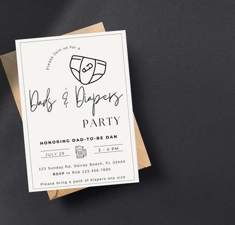 Beer And Diaper Party, Diaper Shower Invitations, Diaper Party Invitations, Diaper Party, Party Template, Dad Baby, Invitation Baby Shower, Party Invite Template, Editable Invitations