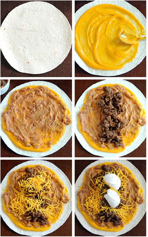 Five Layer Beef Burrito 5 Layer Burrito, Diy Fast Food, Burrito Healthy, Beef Burrito, Burritos Recipe, Recipes Vegetarian, Taco Bell, Mexican Dishes, Types Of Food