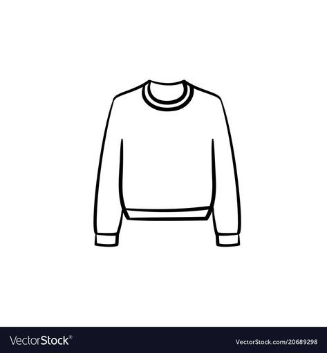 Shirt And Sweater Outfit, Sweater Drawing, Shirt Under Sweater, Outfit Drawing, Sketch Icon, Art Outfits, Doodle Icon, Vector Sketch, Sketch Illustration