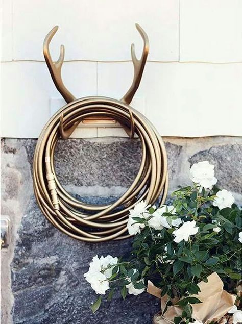 . Hose Holder, Garden Cottage, Dream Garden, Garden And Yard, On The Side, Garden Hose, Antlers, Garden Inspiration, Secret Garden