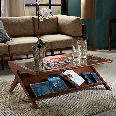 Glass Table Living Room, Rectangle Glass Coffee Table, Accent Furniture Living Room, Angular Design, Coffee Table With Shelf, Tempered Glass Table Top, Solid Coffee Table, Mid Century Coffee Table, Solid Wood Coffee Table