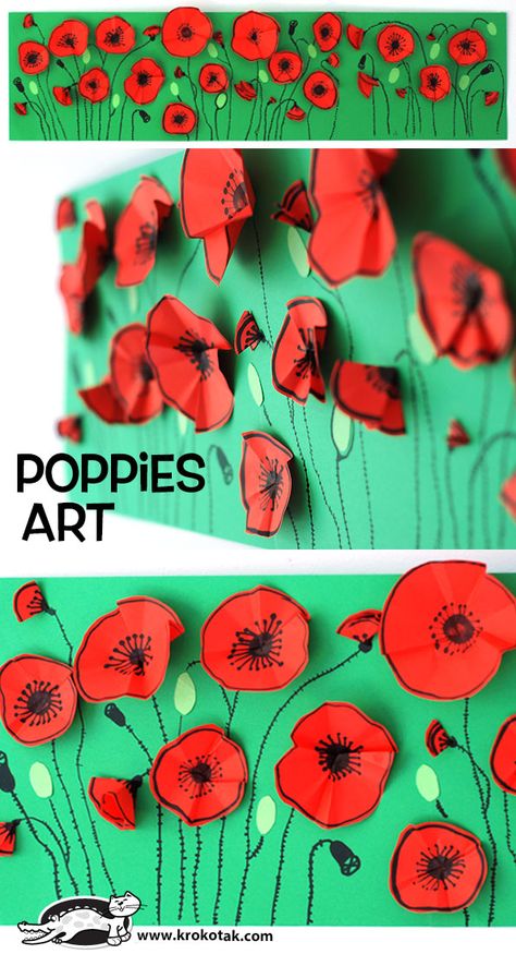 krokotak | Papaver Poppy Craft For Kids, Remembrance Day Activities, Remembrance Day Art, Poppies Art, Poppy Craft, Remembrance Day Poppy, Poppy Art, Kindergarten Art, School Art Projects