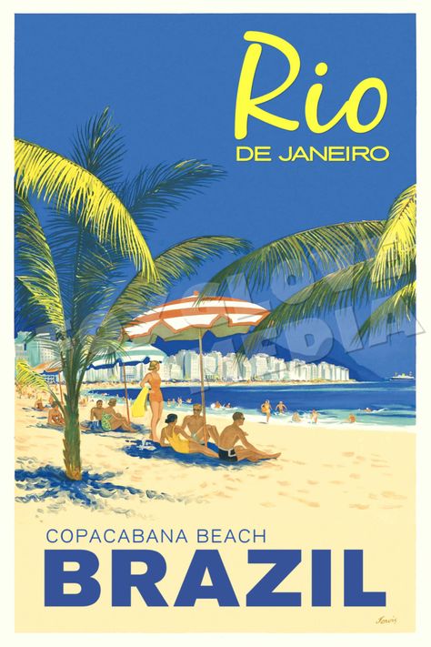 Rio de Janeiro Retro Travel Poster Print Brazil Travel Posters Canada, Visit Brazil, Brazil Carnival, Tourism Poster, Brazil Travel, Retro Travel Poster, Jules Verne, Vintage Travel Poster, South America Travel