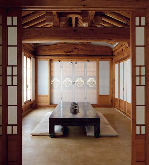 Korean House Interior, Korean Apartment, Korean Traditional House, Traditional Korean House, Korean House, Asian Interior Design, Japanese Home Design, Asian Interior, Book Design Layout