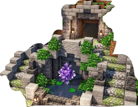 Staircase Up Mountain Minecraft, Fountains Minecraft Ideas, Mincraft Idea Houses Swamp, Swamp Biome Minecraft, Spruce Village Revamp Minecraft, Minecraft Centerpiece Ideas In Game, Minecraft Fairy Fountain, Minecraft Yard Decor, Minecraft Waterfall House