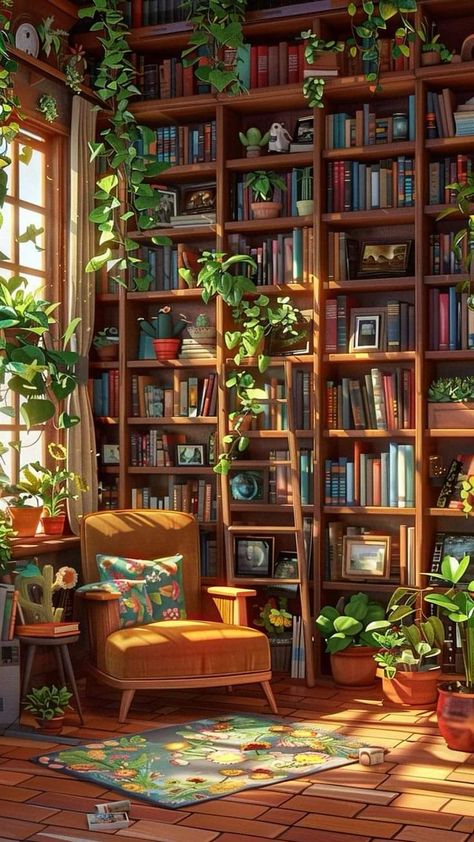 Cozy Room Wallpaper, Books And Coffee Aesthetic, Library Wall Art, Library Wallpaper, Dream Home Library, Dreamy Artwork, Home Library Design, Dreamy Landscapes, Book Wallpaper