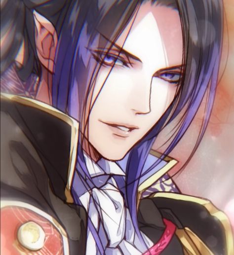 Oda Nobunaga Usuba Kagerou, Sengoku Night Blood, Oda Nobunaga, Purple Art, Old Anime, Manga Boy, Fantasy Rpg, Anime Boys