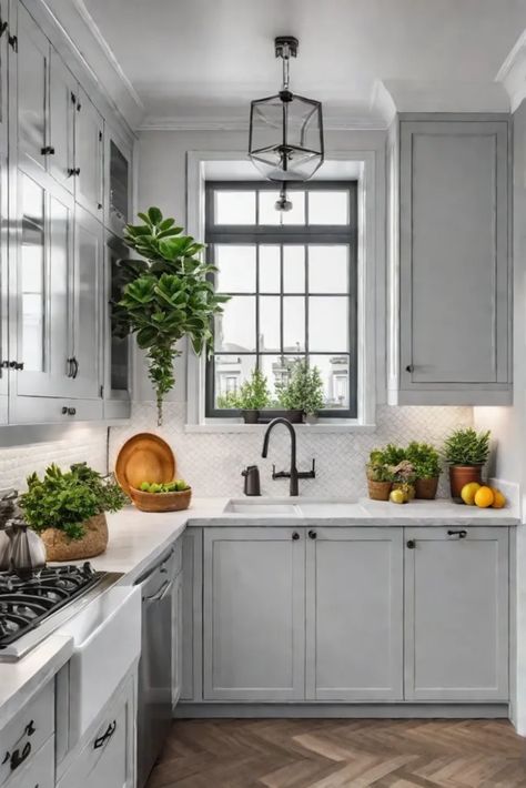 Bright and airy small kitchen with pops of color Best Colors For Small Kitchens, Small Kitchen Window Ideas, Kitchen With Pops Of Color, Small White Kitchen, Small Kitchen Window, Ideas For Small Kitchens, Small White Kitchens, Compact Appliances, Kitchen Design Color