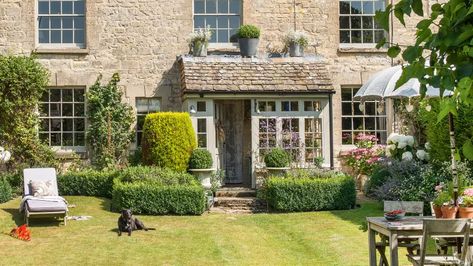 12 cottage porch ideas for a cozy, welcoming entrance | Country Country Cottage Porch, Cottage Porch Ideas, Stained Shiplap, Cottage Hallway, Stairs Covering, Cottage Curtains, Front Stairs, English Country Cottages, Yard Inspiration