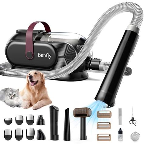 Bunfly Dog Grooming Kit & Dog Hair Vacuum, 3.5L Capacity Pet Grooming Vacuum with 13000kpa Strong Grooming & Vacuum Suction 99% Pet Hair,17 Grooming Tools Shedding Pet Hair, Home Cleaning -Black Dog Hair Vacuum, Pet Vacuum, Pet Grooming Tools, Tool Sheds, Pet Care Tips, Vacuum Suction, Home Cleaning, Grooming Kit, Grooming Tools