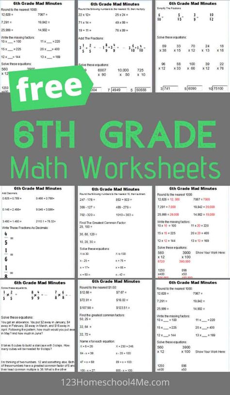 Help your kids get extra math practice with these free printable 6th Grade Math Worksheets, perfect for school at home, summer learning and extra learning to help kids gain math fluency. 6th Grade Math Worksheets, 5th Grade Math Worksheets, Grade 6 Math Worksheets, Grade 5 Math Worksheets, 6th Grade Worksheets, 5th Grade Worksheets, Math Practice Worksheets, 6th Grade Math, Everyday Math