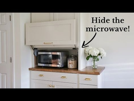 DIY Appliance Garage to Hide the Microwave or Small Appliances! - YouTube Diy Wall Cabinet, Kitchen Appliance Garage, Hidden Microwave, Hide Appliances, Diy Home Upgrades, Kitchen Appliance Storage, Garage Diy, Appliance Garage, Garage Cabinet