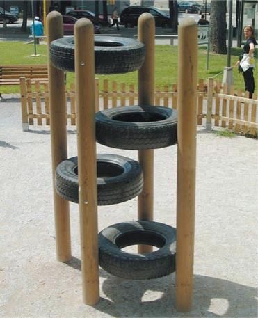 This Tire Climber Adds a Stair-step Component...... to get into the fort Moderne Have, Taman Air, Climbing Tower, Diy Playground, Kids Outdoor Play, Outdoor Play Area, Old Tires, Natural Playground, Jungle Gym