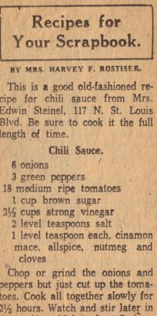 This is close to the chili sauce recipe that I use to make. Unfortunately I lost my recipe. So I will try this one. Chili Sauce Recipe Clipping Old Recipe Book, Chili Sauce Recipe, Marinade Sauce, Handwritten Recipes, Old Fashioned Recipes, Chilli Sauce, Retro Recipes, Homemade Sauce, Old Recipes