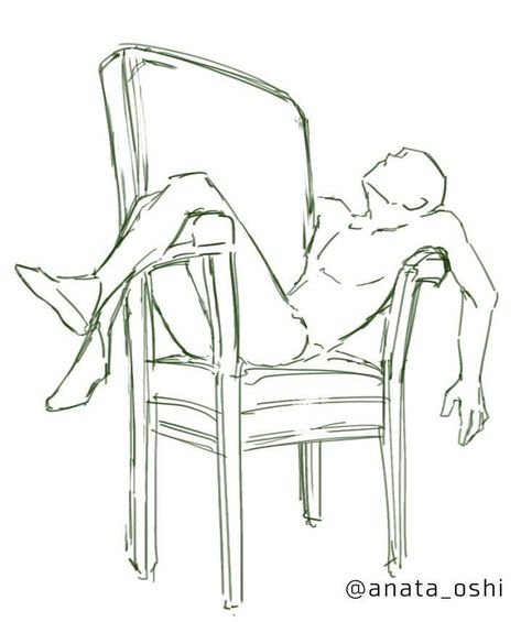 Lounging Pose Reference Drawing, Weird Sitting Poses On Chair, Body Bases, Body References, Drawing Body Poses, Body Sketches, Tutorials Drawing, Body Reference Drawing, Body Pose Drawing