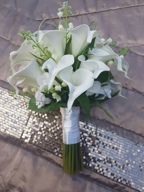 Calla Lily And Lily Of The Valley, Calla Lily And Lily Of The Valley Bouquet, Lily Of The Valley Wedding Decoration, Calle Lily Bouquet, White Lily Boutonniere, Small Elegant Bridal Bouquet, Calla Lilly And Rose Bouquet, White Rose And Calla Lily Bridal Bouquet, Peace Lily Wedding Bouquet