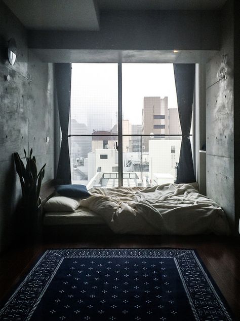 Tokyo Bedroom, Bedroom Window View, Unmade Bed, Bedroom Window, Japanese Interior, Zaha Hadid, Window View, My New Room, Scandinavian Style