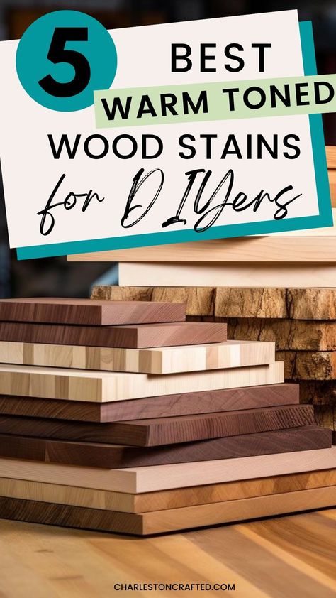 Want to add warm color to wood? Here are the best warm toned wood stain colors to use on your next wood project! Learn which stains complement cherry, oak, mahogany, pine, cedar, and more to achieve your desired finish. Staining Cedar Wood, Golden Oak Wood Stain, Mahogany Wood Stain, Best Wood Stain, Cherry Wood Stain, Minwax Stain Colors, Oak Wood Stain, Diy Wood Stain, Special Walnut Stain