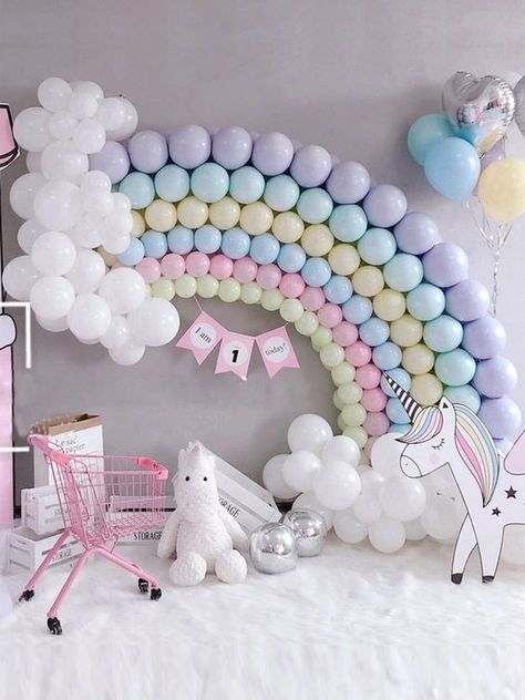 Birthday Party Paper Decorations, Candy Theme Birthday Party, 1st Birthday Girl Decorations, Balloons Decoration, Unicorn Themed Birthday Party, Balloons Decorations, Diy Balloon Decorations