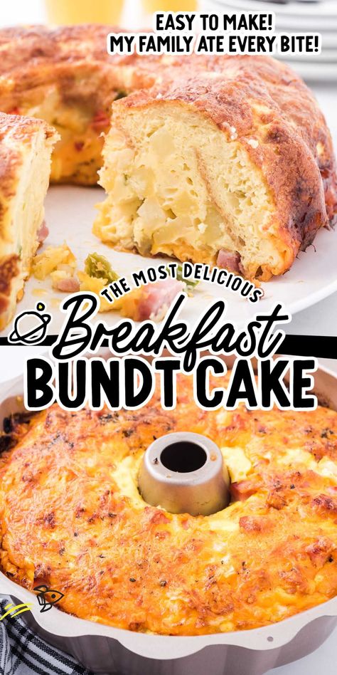 Breakfast Bundt Cake Bundt Pan Breakfast, Breakfast Bundt, Easy Breakfast Dishes, Breakfast Bundt Cake, Best Breakfast Foods, Bundt Pan Recipes, Eggs Potatoes, Bundt Recipes, Baked Eggs Recipe