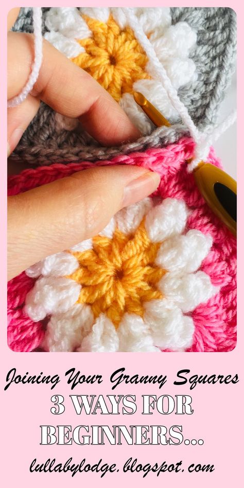 Connecting Granny Squares, Cushions Crochet, Crochet Granny Square Beginner, Joining Crochet Squares, Joining Granny Squares, Sunburst Granny Square, Granny Square Tutorial, Amigurumi For Beginners, Granny Square Crochet Patterns Free