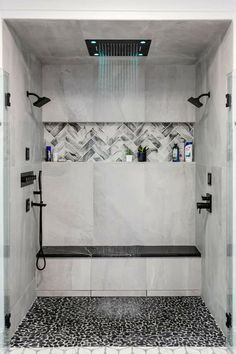 Dark Floor Shower Ideas, Master Bath Shower Niche, Shower Ideas Bathroom Master Baths Modern Farmhouse, Small Bathroom Ideas Remodel Walk In Shower Layout Master Bath, Large Shower Niche Ideas, Modern Rustic Bathroom Ideas Master Bath Shower Tiles, Walk In Shower Designs Tile, Master Bath Remodel Ideas 2023, Tiled Shower Ideas Walk In